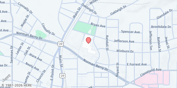 Map showing Tri-Cities HS SAFE Center at 2575 Harris Street, Jefferson Park, GA