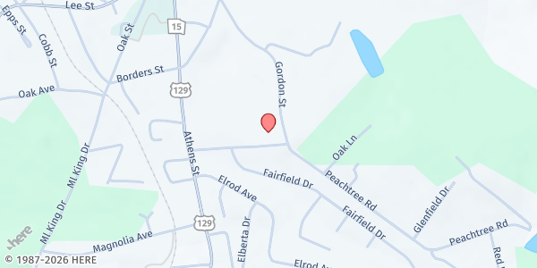 Map showing Sardis Presbyterian Church at 652 Gordon St., Jefferson, GA