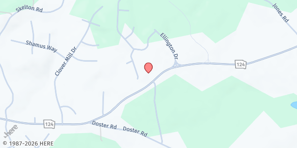 Map showing White Plains Baptist Church at 3650 GA-124, Jefferson, GA