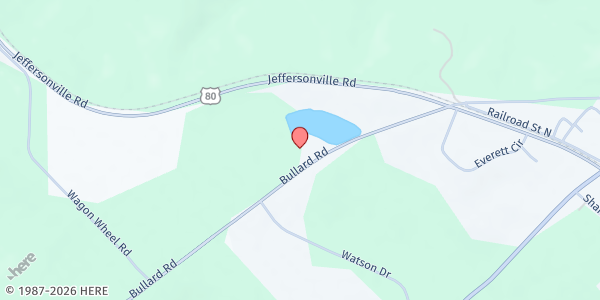 Map showing Twiggs County Senior Center at 400 Bullard Rd., Jeffersonville, GA