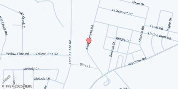 Map showing New Life Pentecostal Church at 1255 Joey Williams Rd, Jesup, GA