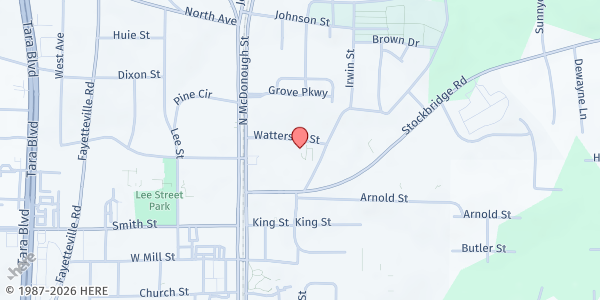 Map showing Andrews Chapel UMC at 122 Watterson Street, Jonesboro, GA
