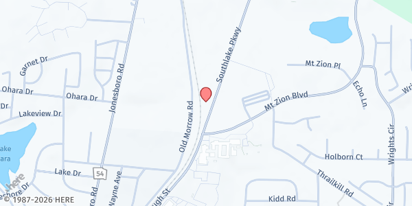 Map showing Community Outreach In Action, Inc. - Main Location at 7681 Southlake Parkway, Jonesboro, GA