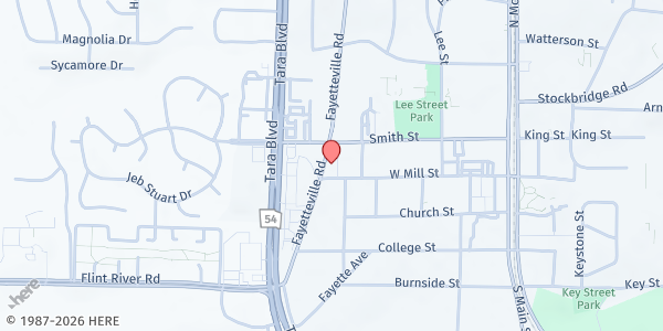 Map showing Shiloh Baptist Church at 216 West Mill Street, Jonesboro, GA