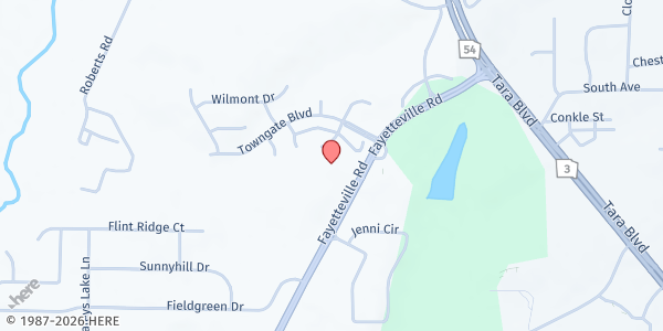 Map showing Shiloh Baptist Community Development at 8955 GA-54, Jonesboro, GA