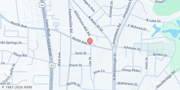 Map showing Shiloh Baptist Community Development - Highway 54 at Highway 54, Jonesboro, GA