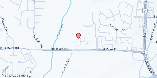 Map showing SVDP St Philip Benizi Catholic Church at 591 Flint River Road, Jonesboro, GA