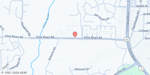 Map showing SVDP St Philip Benizi Catholic Church Food Pantry at 591 Flint River Road, Jonesboro, GA