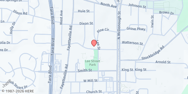 Map showing The Salvation Army - Jonesboro at 130 Spring St., Jonesboro, GA