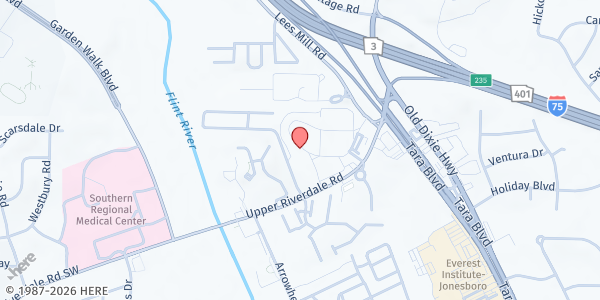 Map showing United Senior Center Inc at 335 Upper Riverdale Rd, Jonesboro, GA
