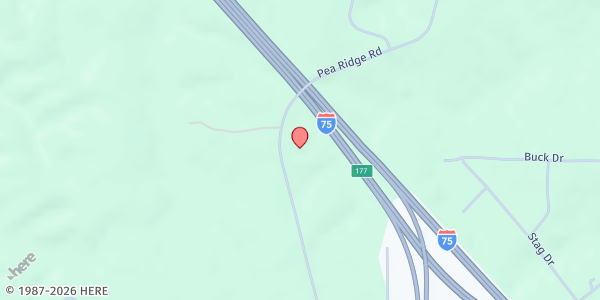 Map showing Bethany Baptist Church at 365 Pea Ridge Rd., Juliette, GA