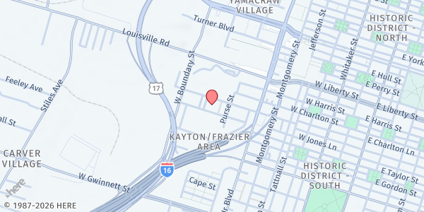 Map showing Compassion Christian Downtown at 611 West Jones Street, Kayton/Frazier Area, GA