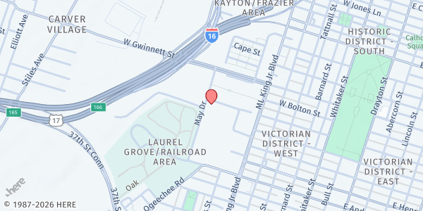 Map showing Greater Gaines Chapel at 1006 May Street, Kayton/Frazier Area, GA