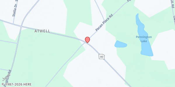 Map showing Noah's Ark Baptist Church at 4466 GA-80, Keysville, GA