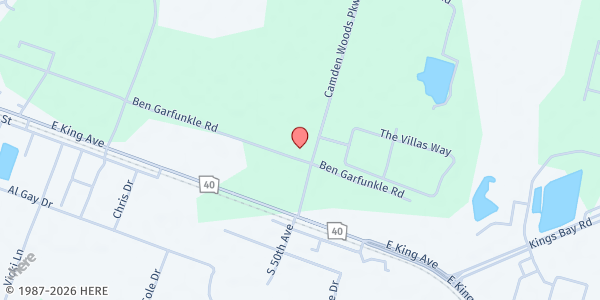 Map showing Holy Trinity Lutheran Church at 165 Camden Woods Parkway, Kingsland, GA