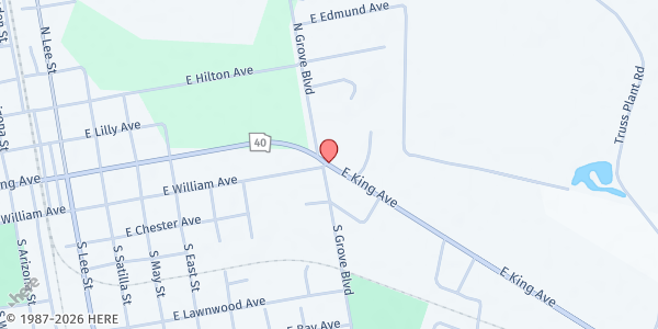 Map showing Kingsland First MC at 105 East Chester St., Kingsland, GA