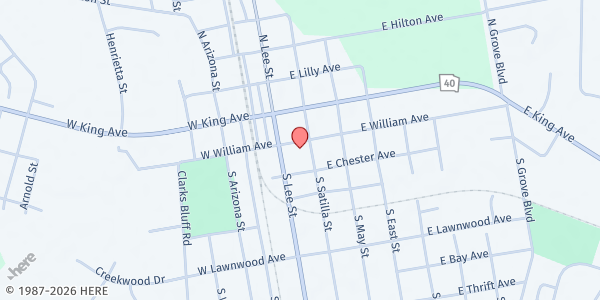 Map showing KINGSLAND FIRST UMC at 120 East William Avenue, Kingsland, GA