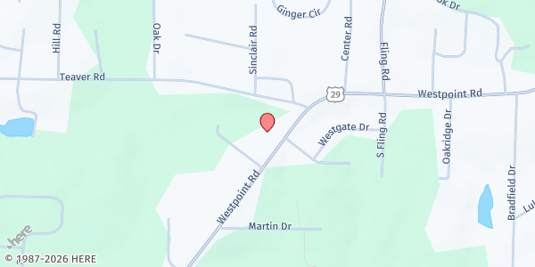 Map showing Covenant Word of Faith Ministries, Inc. at 3028 W. Point Rd., LaGrange, GA