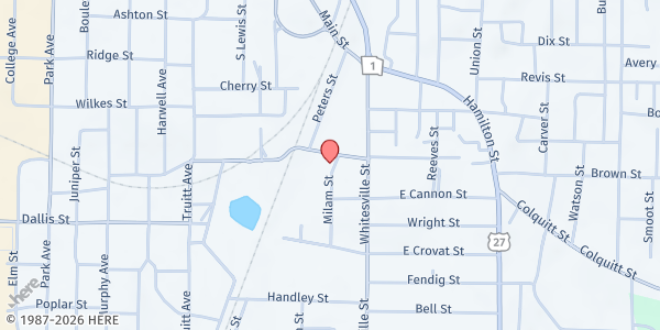 Map showing Fellowship Deliverance Ministries at 207 W. Mulberry St., LaGrange, GA
