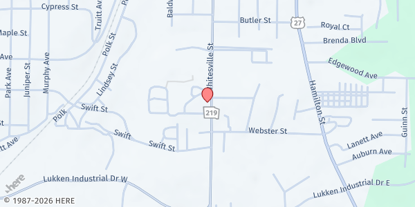 Map showing Ignite 121 Ministry at 1408 Whitesville Rd., LaGrange, GA