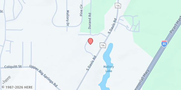 Map showing New Community Church at 1200 South Davis Road, LaGrange, GA