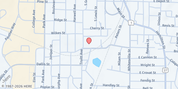 Map showing Unity Baptist Church at 715 South Greenwood Street, LaGrange, GA