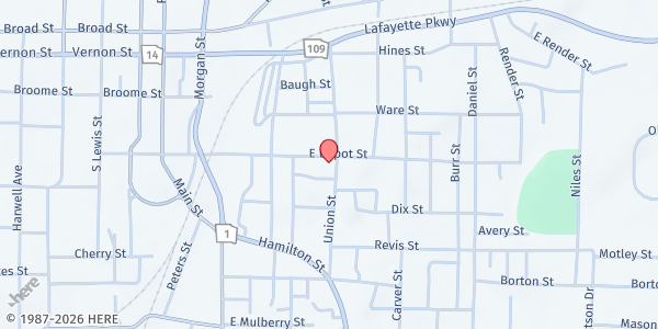 Map showing Warren Temple United Methodist Church at 416 E. Depot St., LaGrange, GA