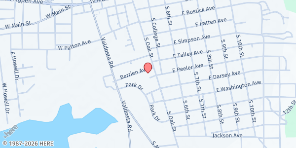 Map showing New Beginning Church Ministry at 538 S. Oak St., Lakeland, GA