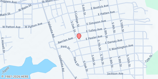 Map showing Refuge Church at 61 South Oak Street, Lakeland, GA