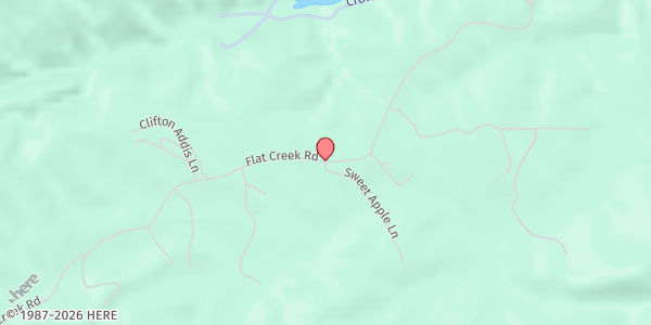 Map showing Flat Creek Baptist Church at 1433 Low Gap Rd., Lakemont, GA