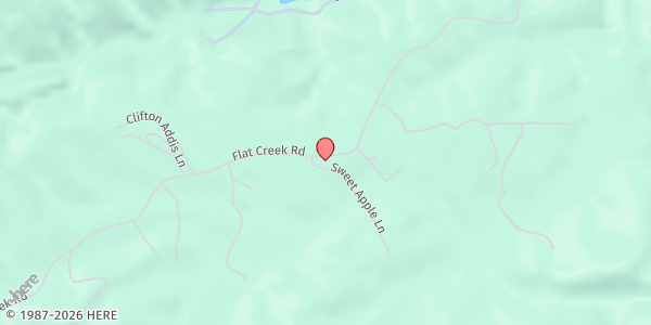 Map showing Flat Creek Baptist Church at 1433 Low Gap Rd., Lakemont, GA