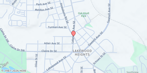Map showing Food 4 Life Lakewood Grocery Giveaway Distribution Site at 1637 Jonesboro Road Southeast, Lakewood Heights, GA