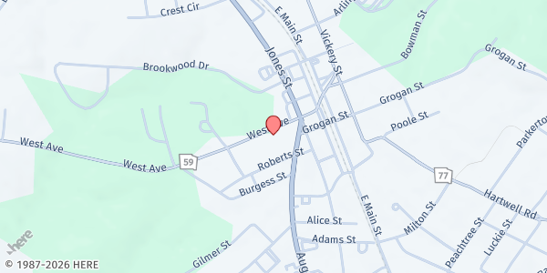 Map showing Step of Faith at 5911 West Avenue, Lavonia, GA