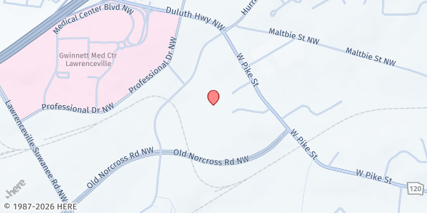 Map showing Mending the Gap, Inc. - Lawrenceville at 585 Old Norcross Rd., Lawrenceville, GA