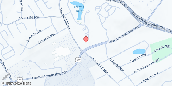 Map showing Ministerio Shalom at 3865 Lawrenceville Highway, Lawrenceville, GA