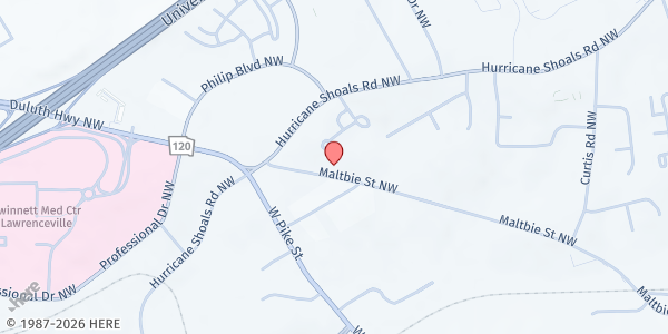 Map showing Sankofa House - Gwinnett at 510 Maltbie St, Lawrenceville, GA