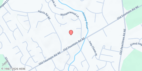 Map showing The Fountain Church Food Pantry at 1985 Old Fountain Road, Lawrenceville, GA