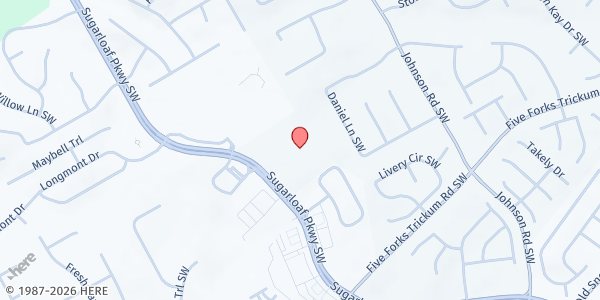 Map showing The Salvation Army of Gwinnett County at 3455 Sugarloaf Parkway, Lawrenceville, GA
