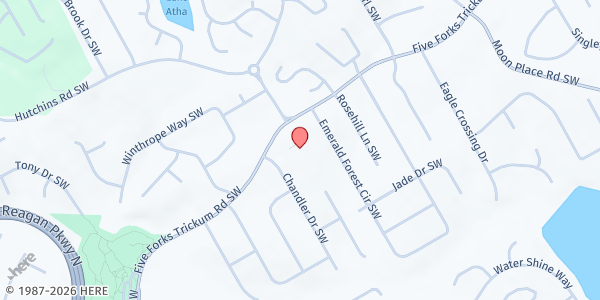 Map showing There's Hope for the Hungry - Gwinnett Community Church at 2516 Five Forks Trickum Road Southwest, Lawrenceville, GA