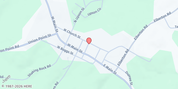 Map showing Lexington Baptist Church at 103 W. Church St., Lexington, GA