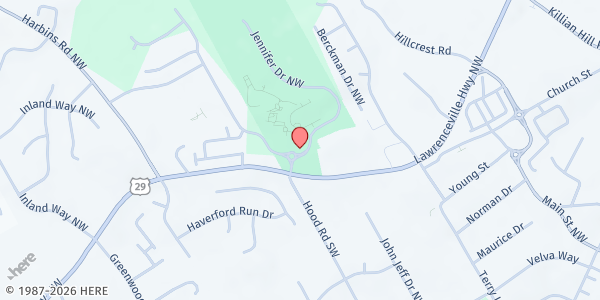 Map showing Bryson Park at 5075 Lawrenceville Highway, Lilburn, GA