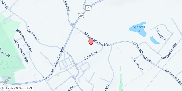 Map showing Iglesia de Georgia at 345 Killian Hill Road Northwest, Lilburn, GA