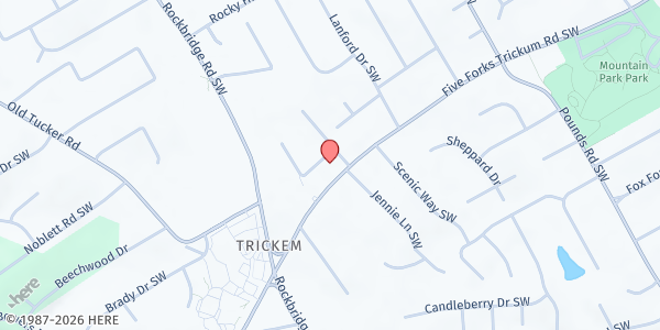 Map showing Lilburn Cooperative Ministry, Inc. at 5329 Five Forks Trickum Road Southwest, Lilburn, GA