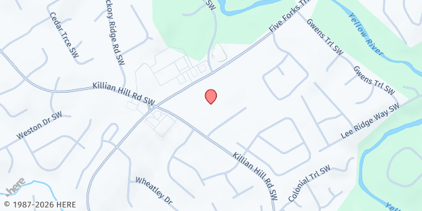 Map showing Mercy Seed Resource Center at 4000 Five Forks Trickum Road Southwest, Lilburn, GA