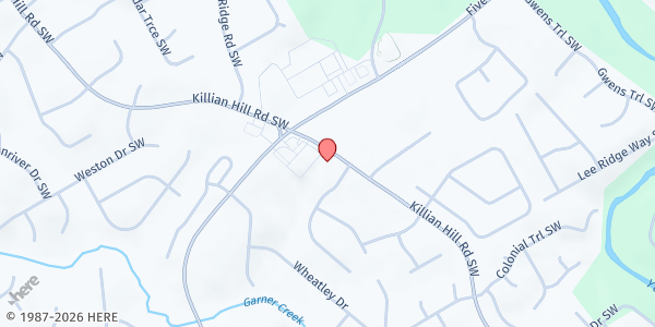 Map showing New Bethel International COG-Bridge of Hope at 1025 Killian Hill Rd SW, Lilburn, GA