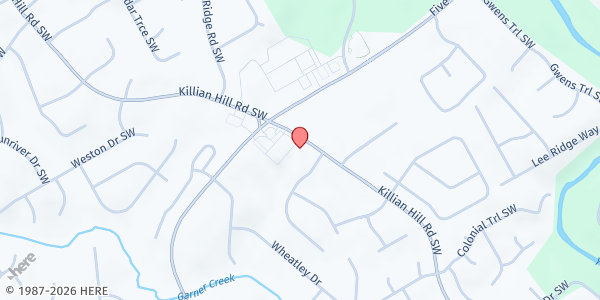 Map showing New Bethel International Food Pantry at 1025 Killian Hill Rd. SW, Lilburn, GA