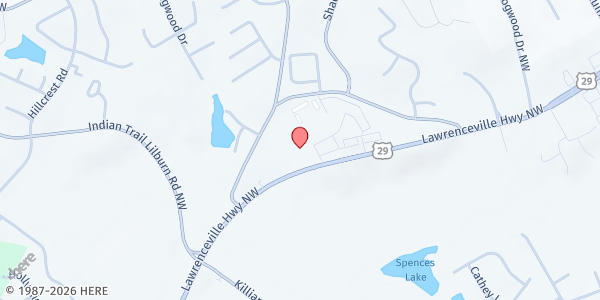 Map showing New Direction Christian Ministries Cogic - Food Distribution Center at 4603 Lawrenceville Highway, Lilburn, GA