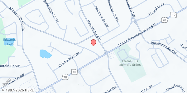 Map showing Peace House at 2158 McDaniels Bridge Rd. SW, Lilburn, GA