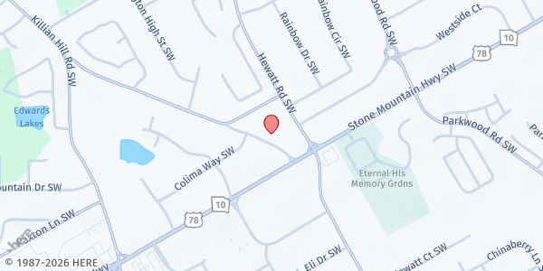 Map showing Peace House Inc. at 2158 McDaniels Bridge Rd SW, Lilburn, GA