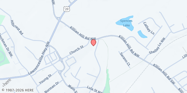 Map showing Salem Missionary Baptist Church at 4700 Church St. NW, Lilburn, GA